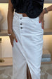 Caitlyn Midi Skirt In White Denim - The Walk in Wardrobe