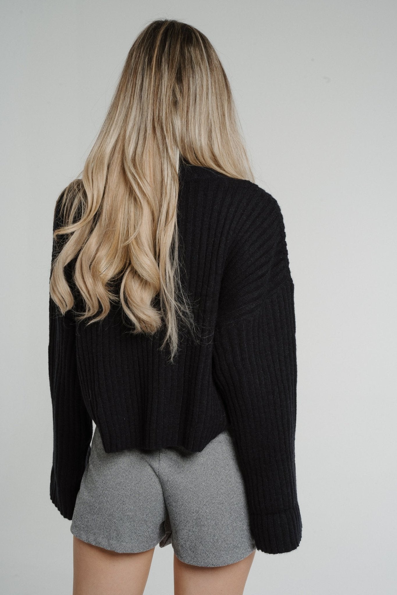 Caitlyn Ribbed Polo Neck In Black - The Walk in Wardrobe