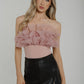 Caitlyn Ruffle Bodysuit In Pink - The Walk in Wardrobe