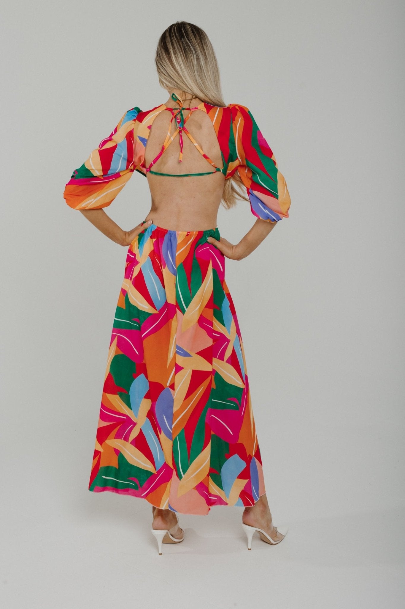 Caitlyn Side Cut Out Midi Dress In Multi - The Walk in Wardrobe