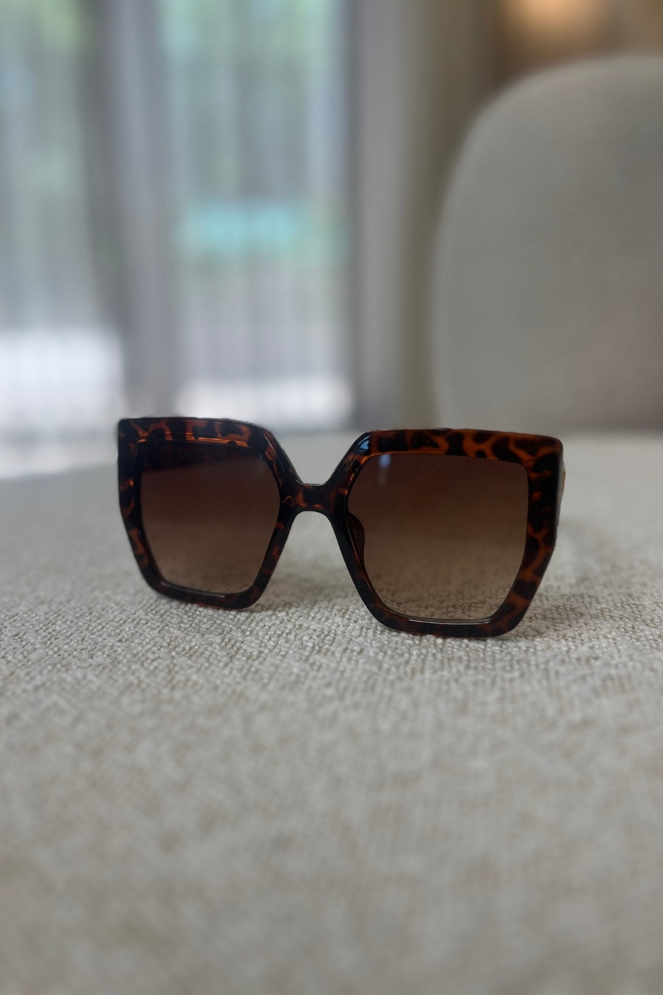 Caitlyn Square Sunglasses In Tortoiseshell - The Walk in Wardrobe