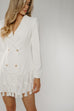 Cara Fringed Blazer Dress In White - The Walk in Wardrobe