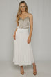 Cara Pleated Midi Skirt In White - The Walk in Wardrobe