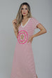 Cathy Embellished T-Shirt Dress In Pink Stripe - The Walk in Wardrobe