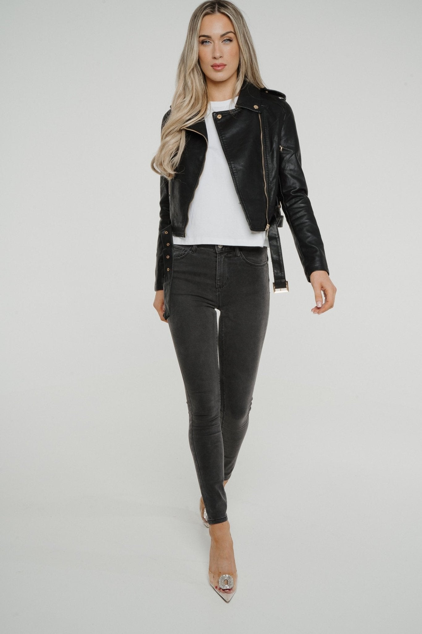 Cathy Leather Jacket In Black - The Walk in Wardrobe