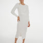 Celine Pencil Drape Midi Dress In Ivory - The Walk in Wardrobe