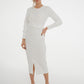 Celine Pencil Drape Midi Dress In Ivory - The Walk in Wardrobe