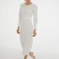Celine Pencil Drape Midi Dress In Ivory - The Walk in Wardrobe