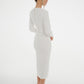 Celine Pencil Drape Midi Dress In Ivory - The Walk in Wardrobe