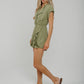 Cora Frill Detail Playsuit In Khaki - The Walk in Wardrobe