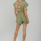 Cora Frill Detail Playsuit In Khaki - The Walk in Wardrobe