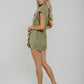 Cora Frill Detail Playsuit In Khaki - The Walk in Wardrobe