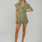 Cora Frill Detail Playsuit In Khaki - The Walk in Wardrobe