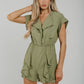 Cora Frill Detail Playsuit In Khaki - The Walk in Wardrobe