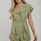 Cora Frill Detail Playsuit In Khaki - The Walk in Wardrobe