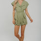 Cora Frill Detail Playsuit In Khaki - The Walk in Wardrobe