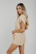 Cora Frill Detail Playsuit In Neutral - The Walk in Wardrobe