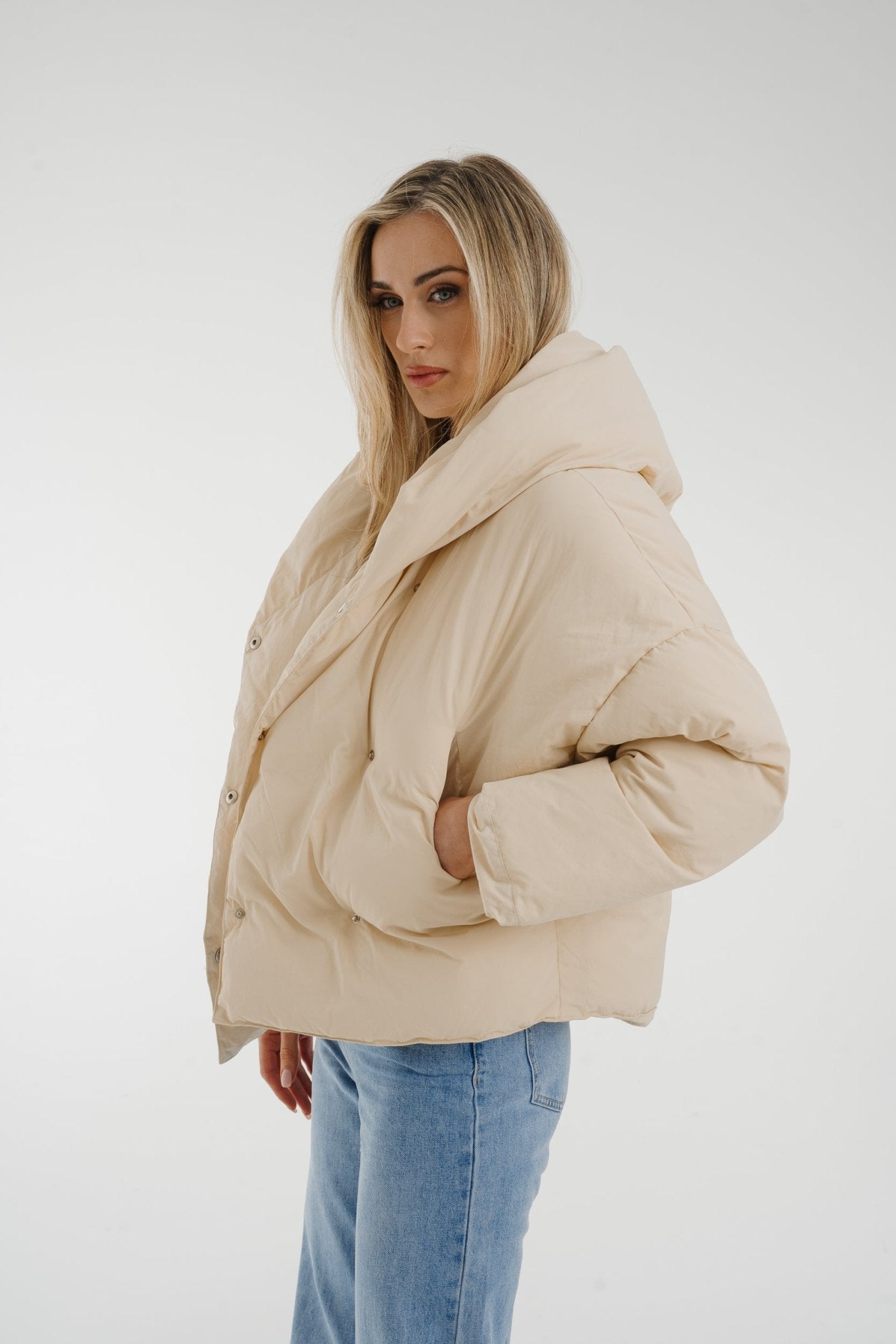Cora Hooded Coat In Cream - The Walk in Wardrobe