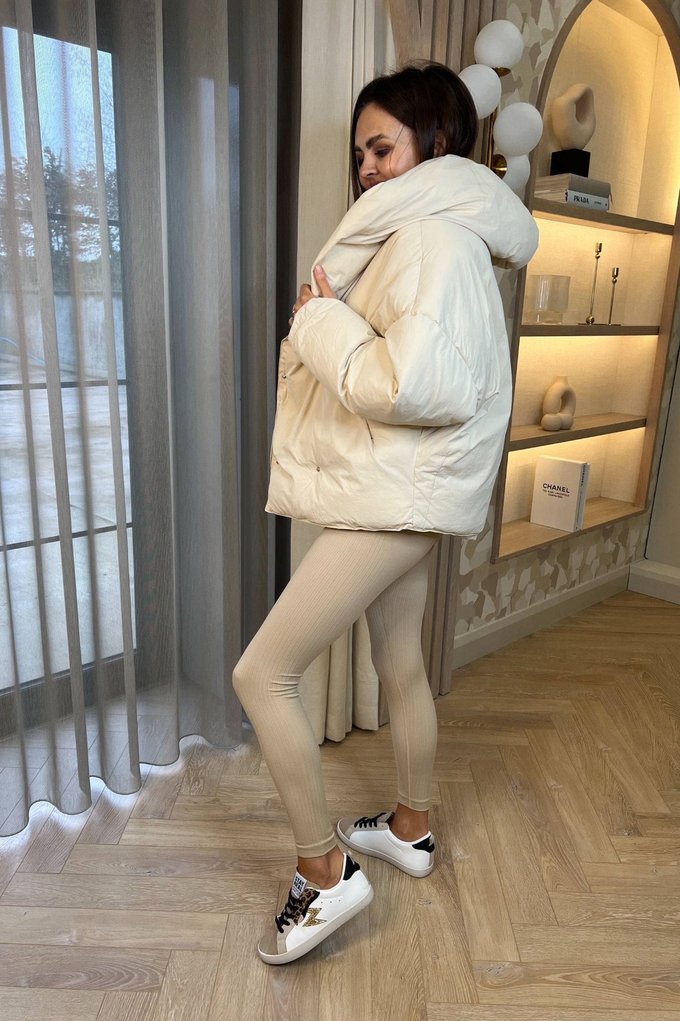 Cora Hooded Coat In Cream - The Walk in Wardrobe
