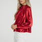 Daisy Drape Satin Top In Red - The Walk in Wardrobe