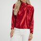 Daisy Drape Satin Top In Red - The Walk in Wardrobe