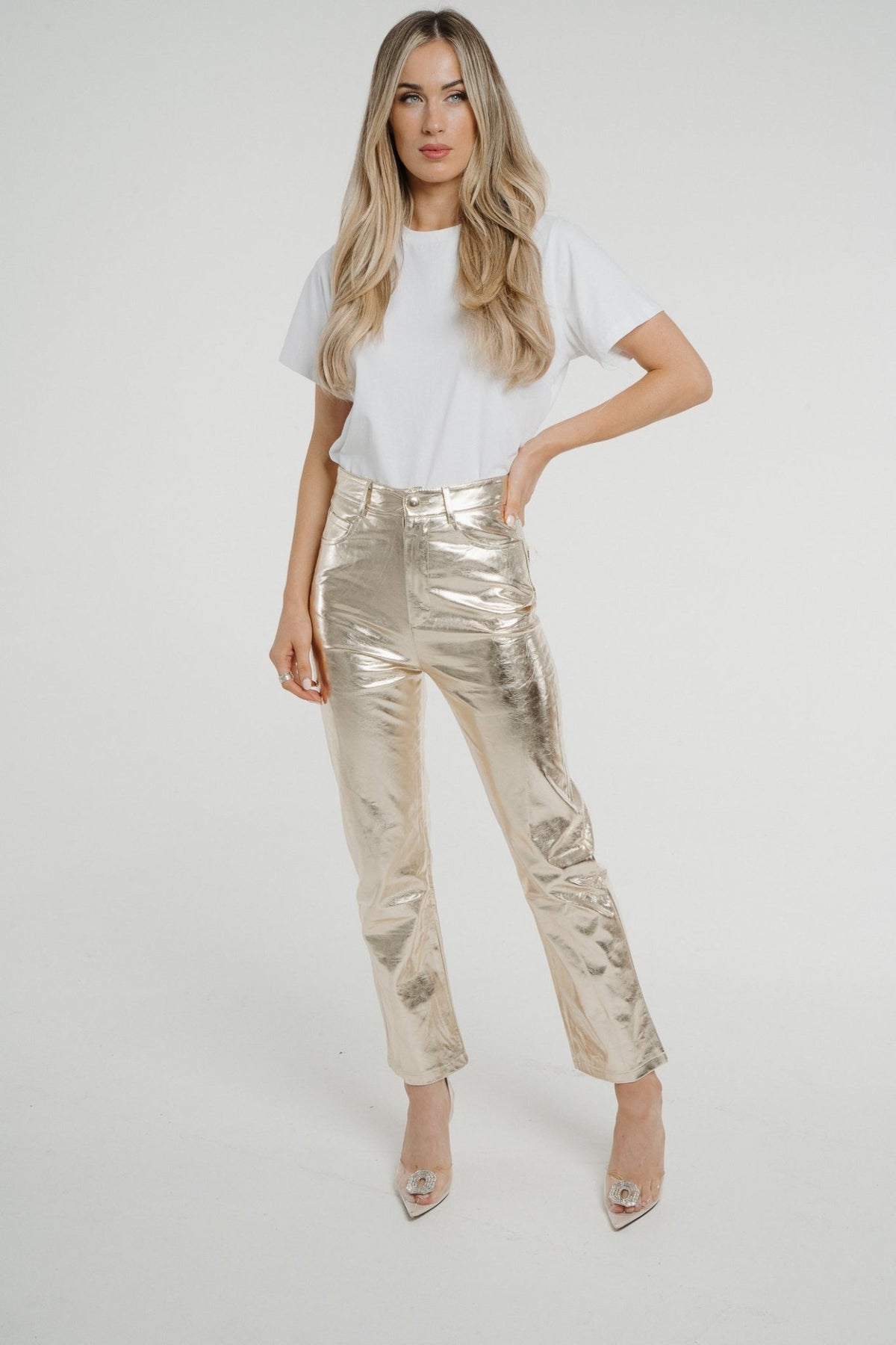 Daisy Metallic Trousers In Gold - The Walk in Wardrobe
