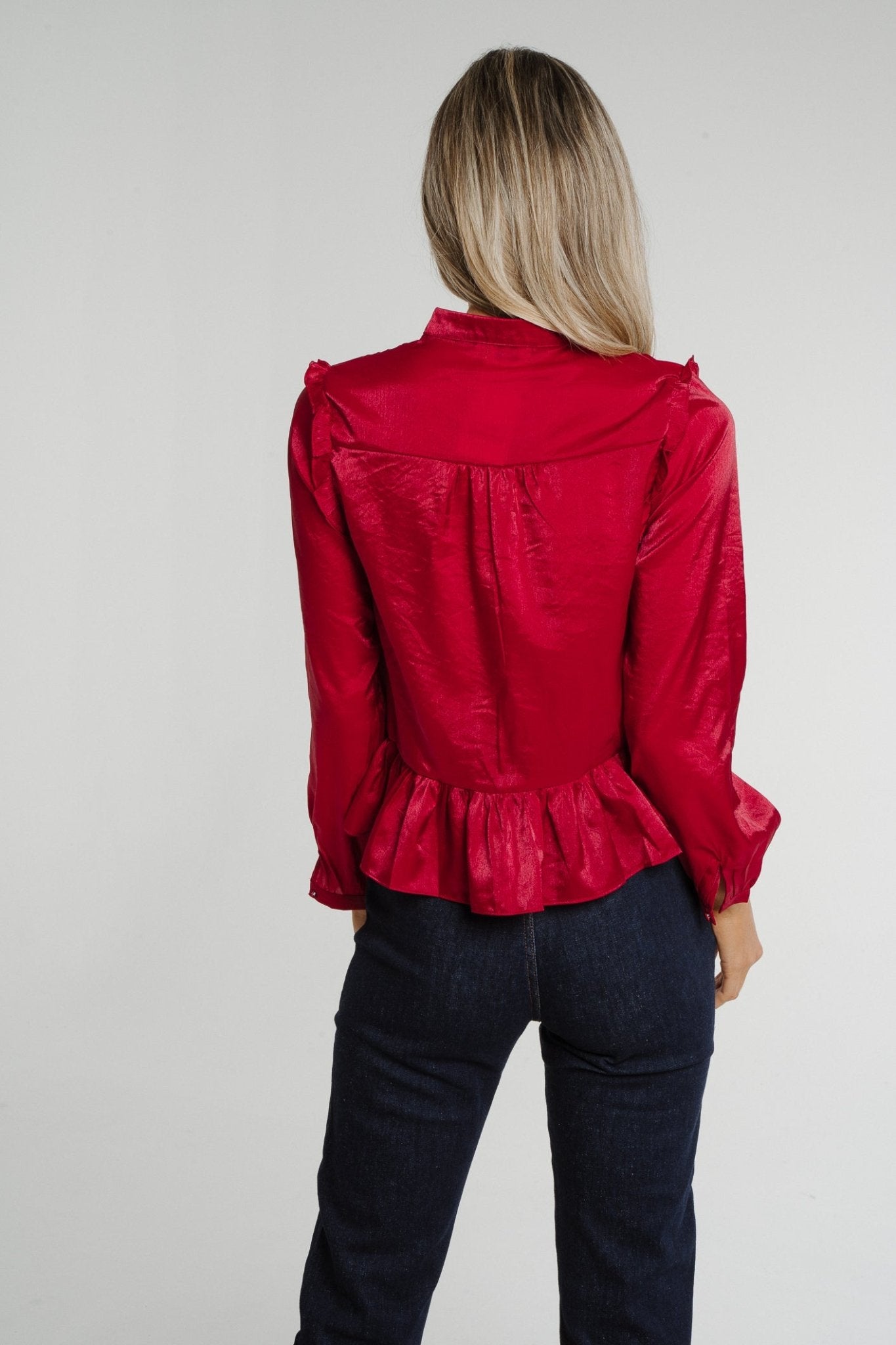 Daisy Peplum Top In Red - The Walk in Wardrobe
