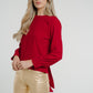 Daisy Tie Detail Blouse In Red - The Walk in Wardrobe