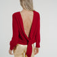 Daisy Tie Detail Blouse In Red - The Walk in Wardrobe