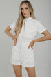 Daisy Zip Front Playsuit In White - The Walk in Wardrobe