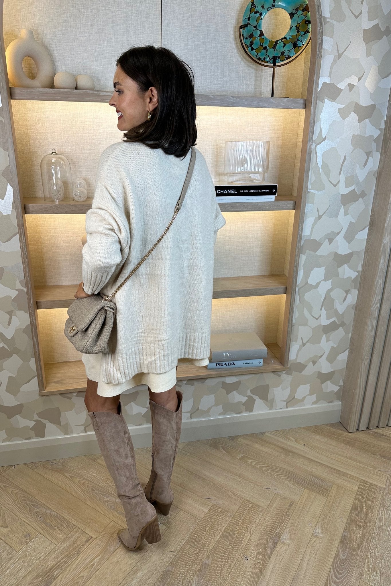 Eden Fine Knit Mini Skirt In Cream - The Walk in Wardrobe