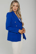 Ella Gold Button Blazer In Royal Blue - The Walk in Wardrobe