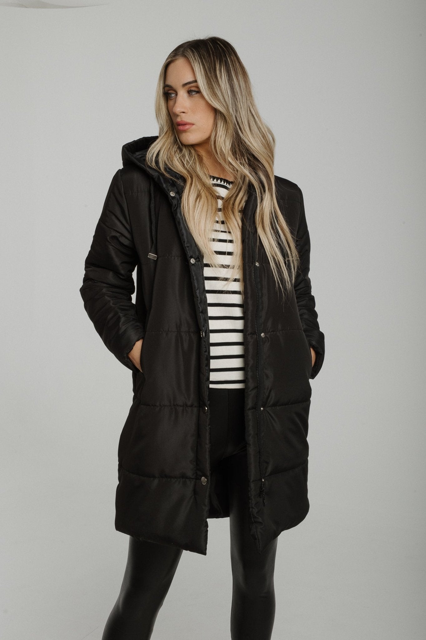 Ella Mid Length Coat In Black - The Walk in Wardrobe