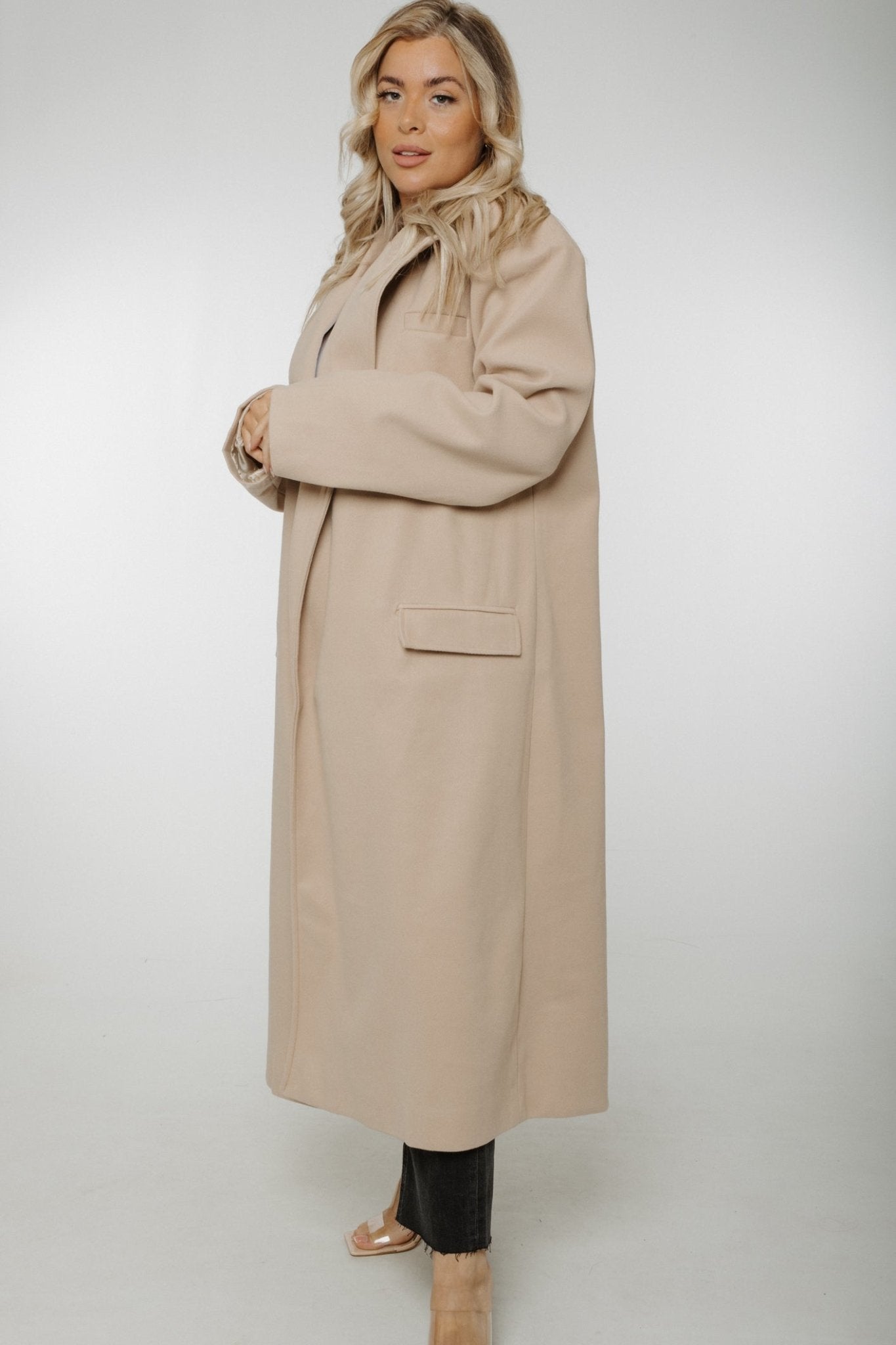 Ella Oversized Coat In Neutral - The Walk in Wardrobe