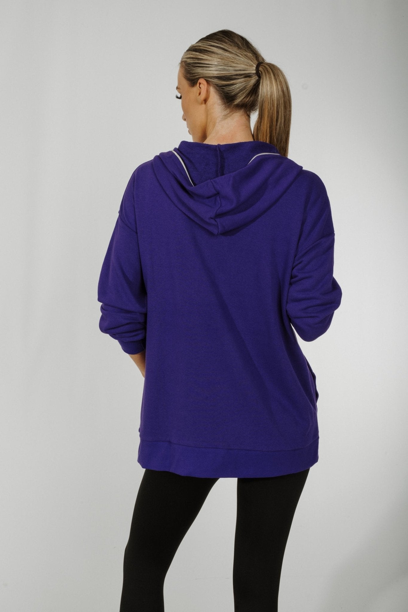 Ella Zip Through Hoodie In Purple - The Walk in Wardrobe