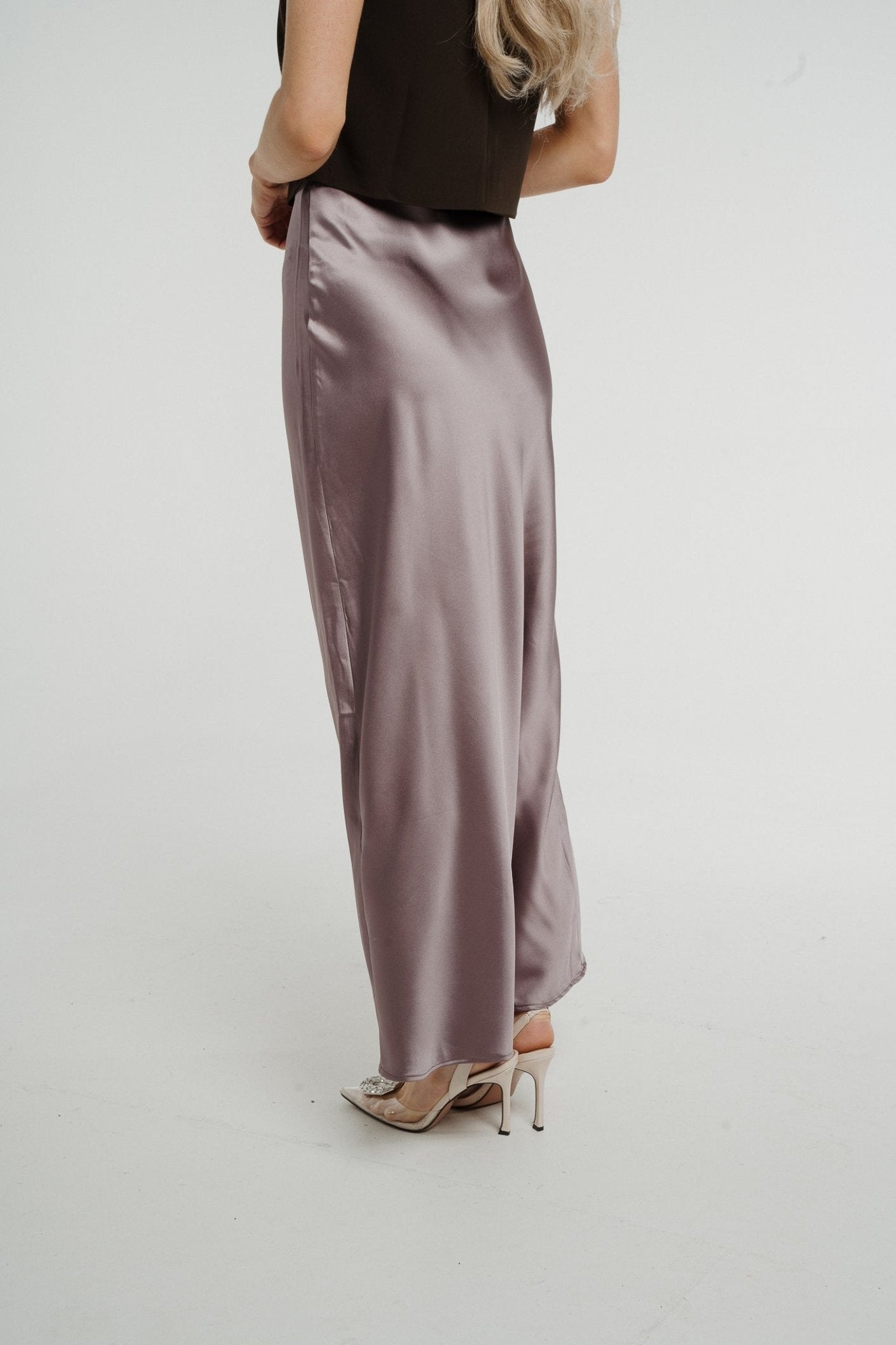 Elsa Longline Satin Skirt In Mauve - The Walk in Wardrobe