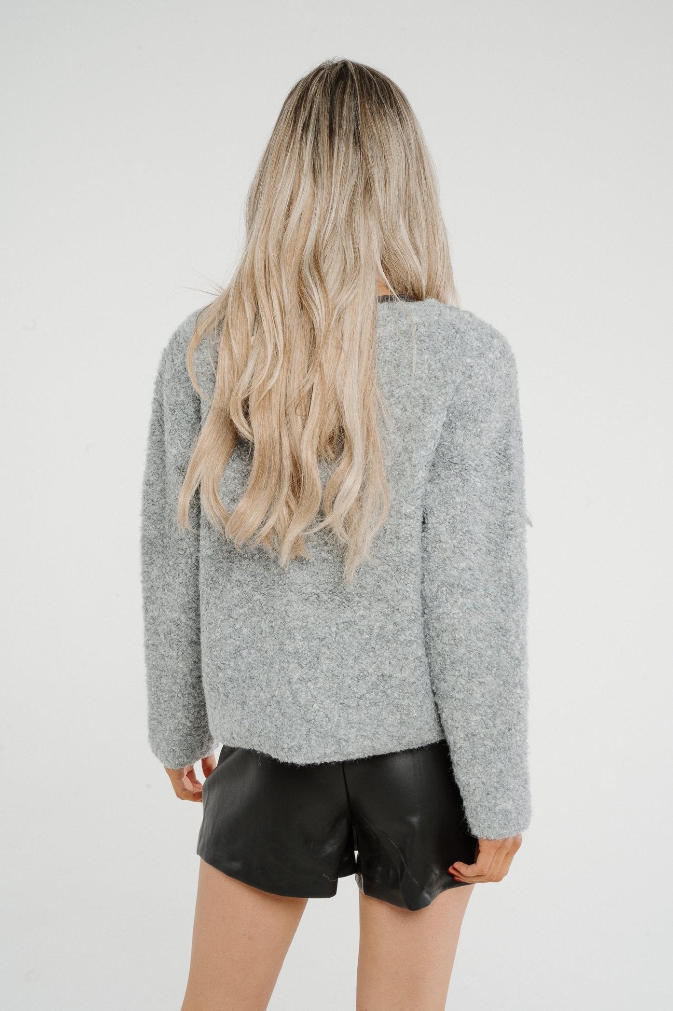 Elsa Textured Jacket In Grey - The Walk in Wardrobe