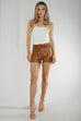 Emilia Faux Leather Shorts In Tan - The Walk in Wardrobe