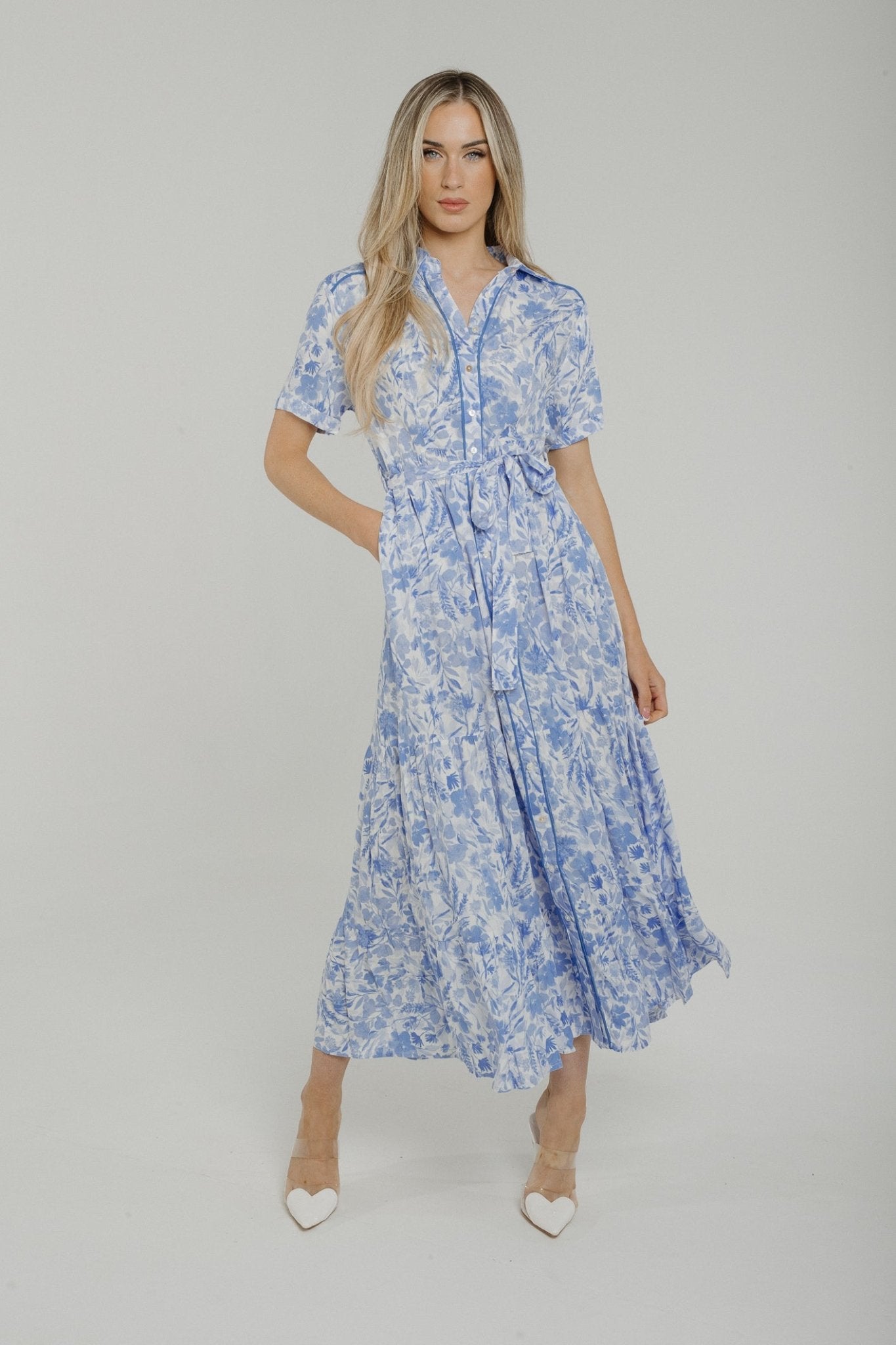 Emilia Shirt Dress In Blue Mix - The Walk in Wardrobe