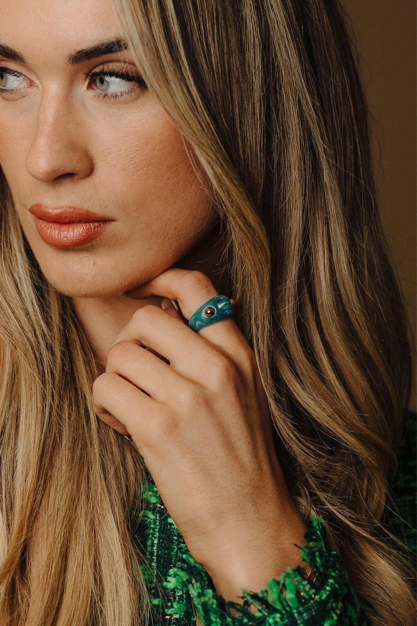 Erin Chunky Ring In Turquoise - The Walk in Wardrobe