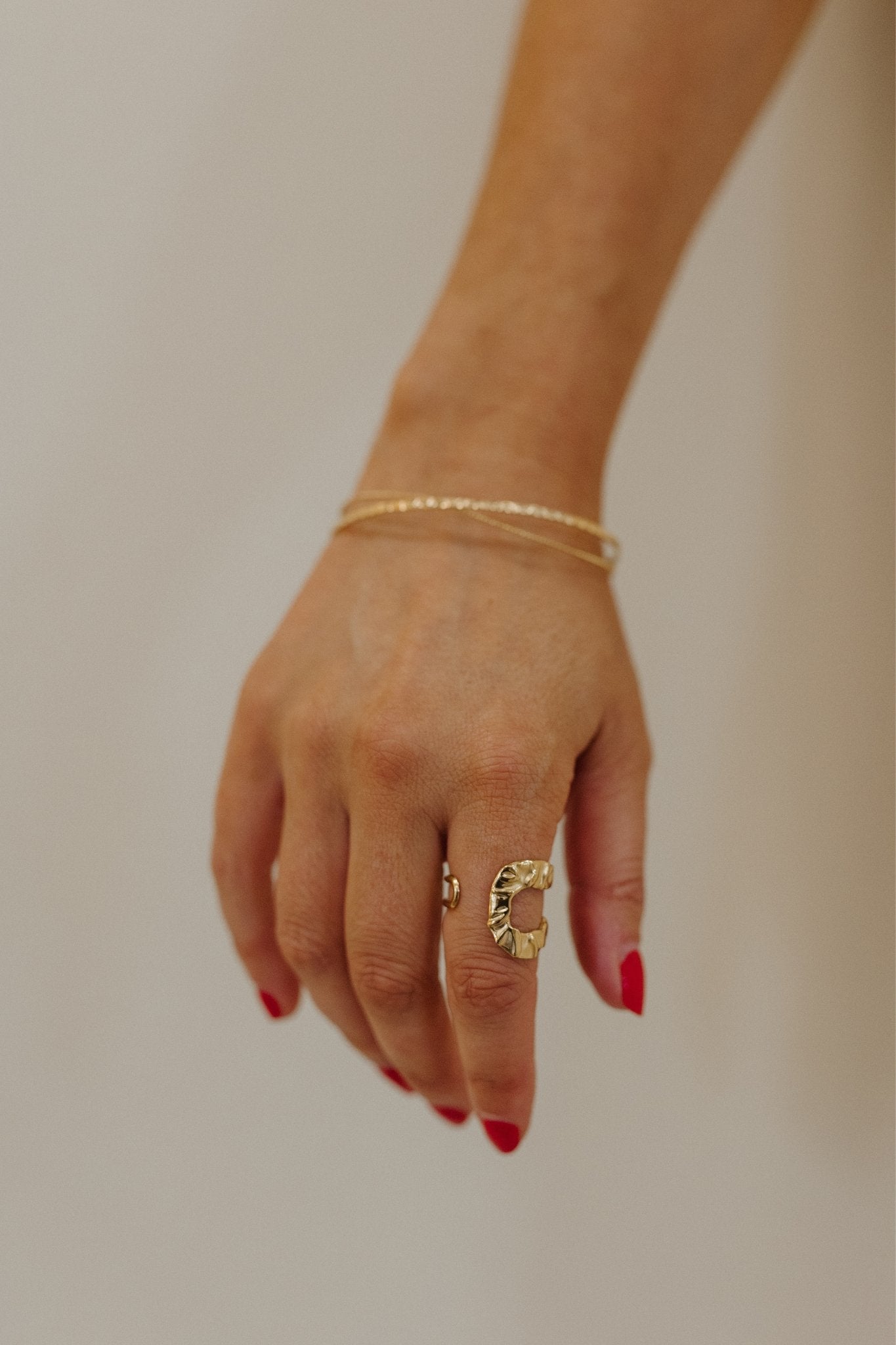 Erin Textured Chunky Ring In Gold - The Walk in Wardrobe