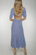 Eva Open Back V-Neck Dress In Blue - The Walk in Wardrobe