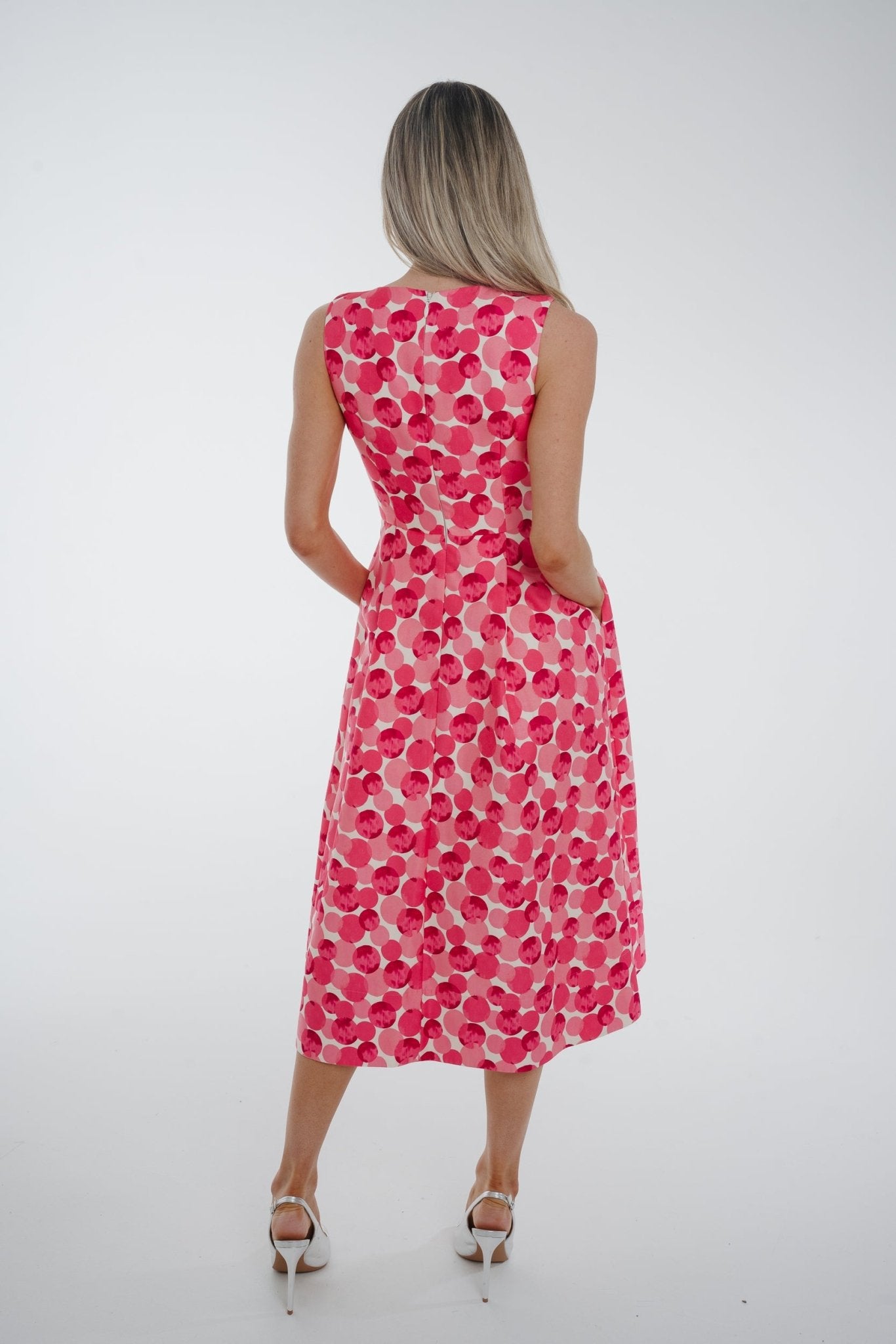 Eva Printed Midi Dress In Pink Mix - The Walk in Wardrobe