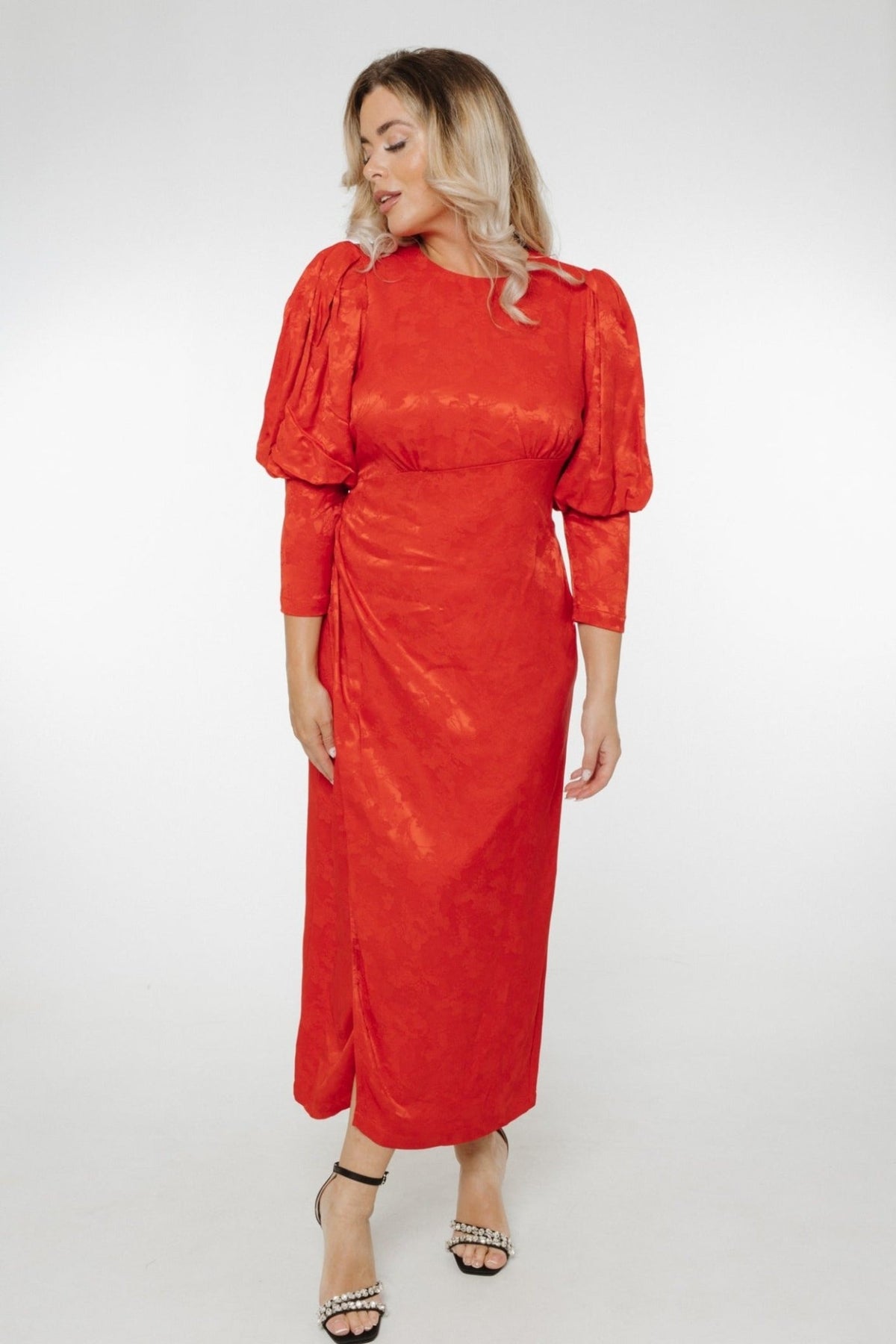 Eva Puff Sleeve Dress In Red - The Walk in Wardrobe