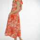 Eva Wrap Style Dress In Orange Mix - The Walk in Wardrobe