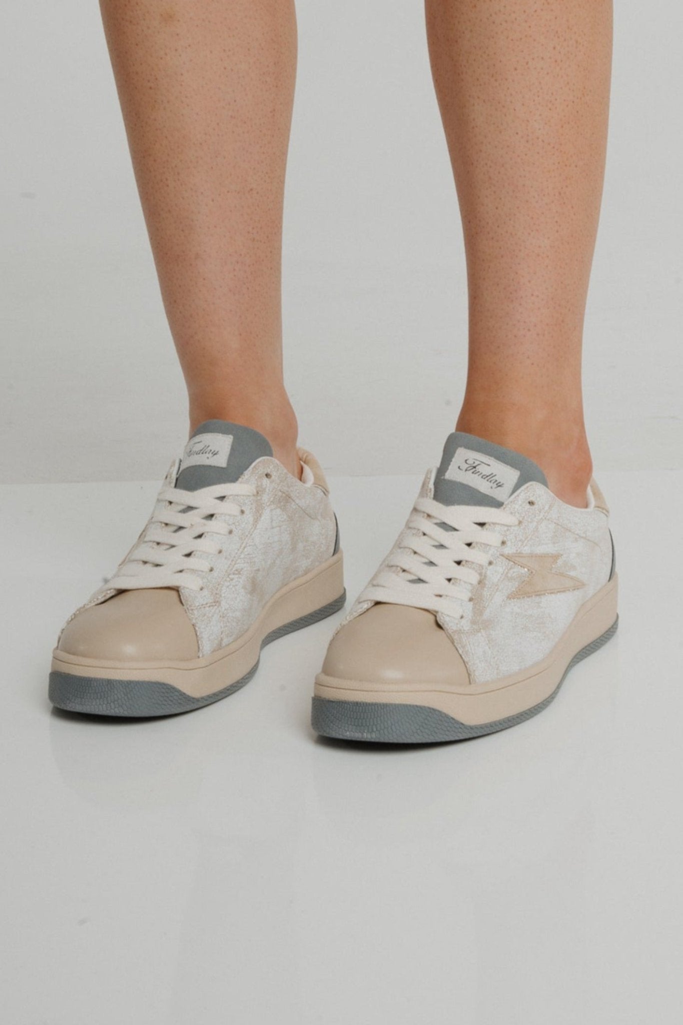 Faith Distressed Trainer In Neutral - The Walk in Wardrobe