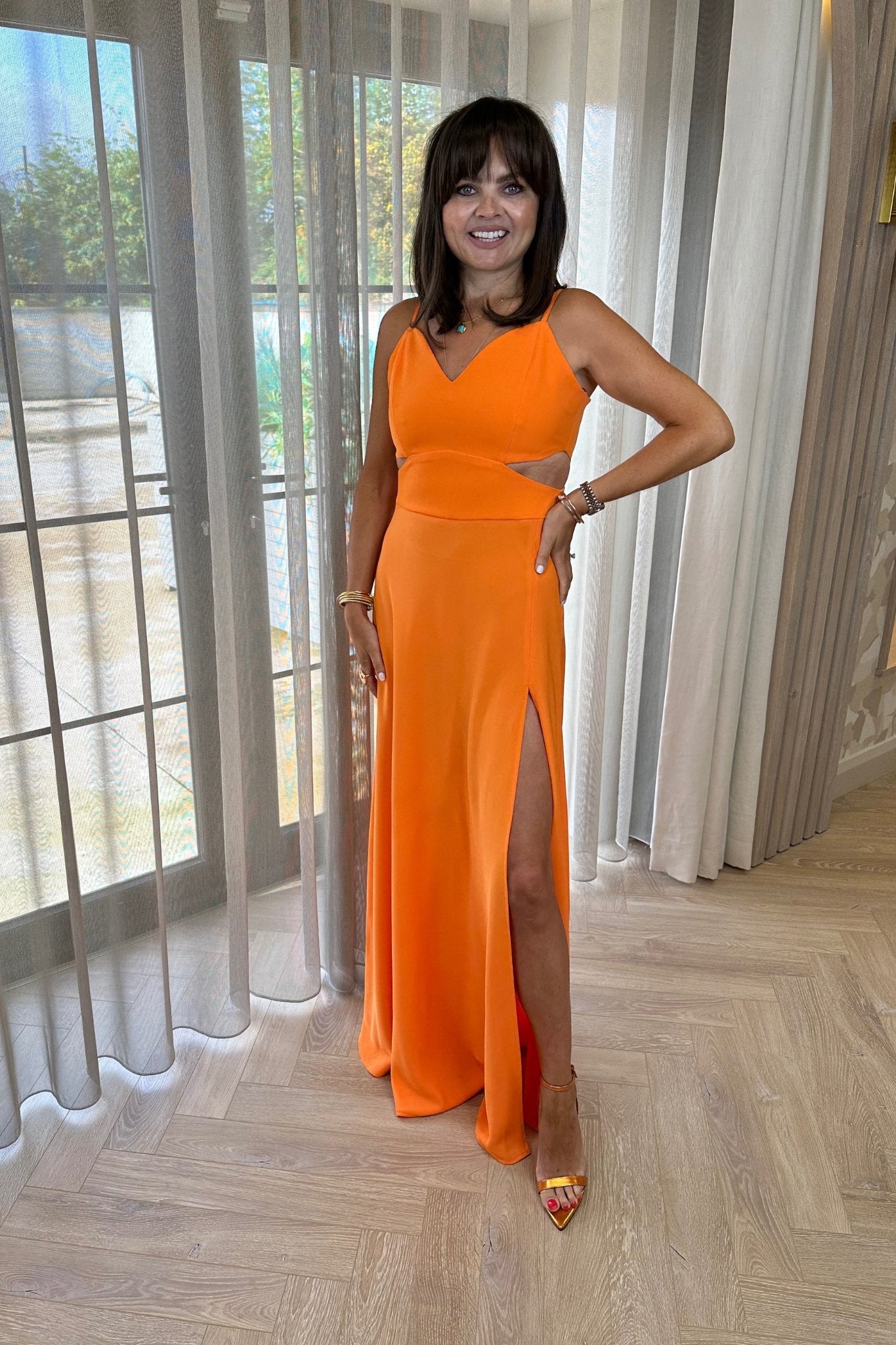 Faye Cut Out Maxi Dress In Orange - The Walk in Wardrobe