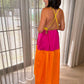 Fiona Colour Block Maxi Dress In Multi - The Walk in Wardrobe