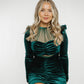 Florence Velvet Ruched Dress In Green - The Walk in Wardrobe