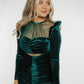 Florence Velvet Ruched Dress In Green - The Walk in Wardrobe